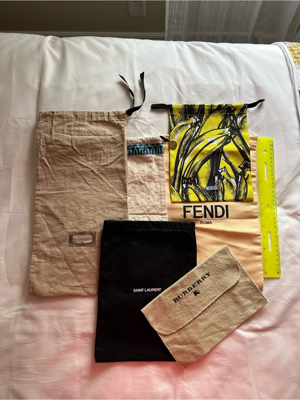 Designer Drawstring dust bags set of 6 various
